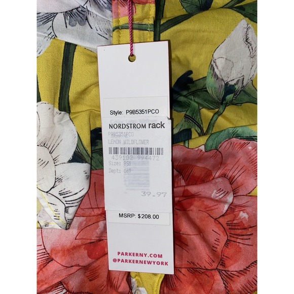 Parker Coraline Skirt Yellow Lemon Wildflower Floral Print Ruffle Hem Size 8 NWT - Picture 3 of 5
